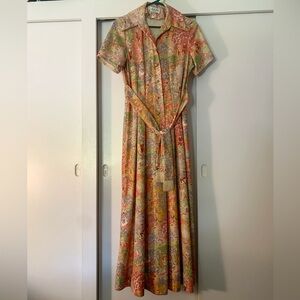 Vintage Leslie Fay Knits Maxi Dress with Tassel Tie